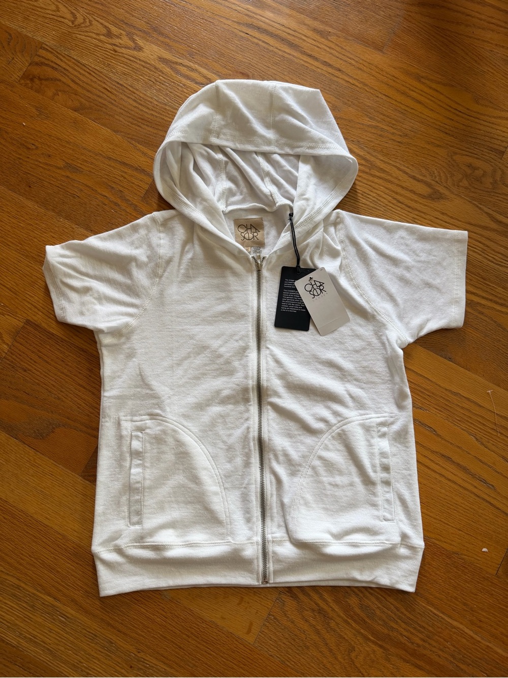 Chaser Linen Rib Short Sleeve Zip Up Hoodie - NWT Medium
